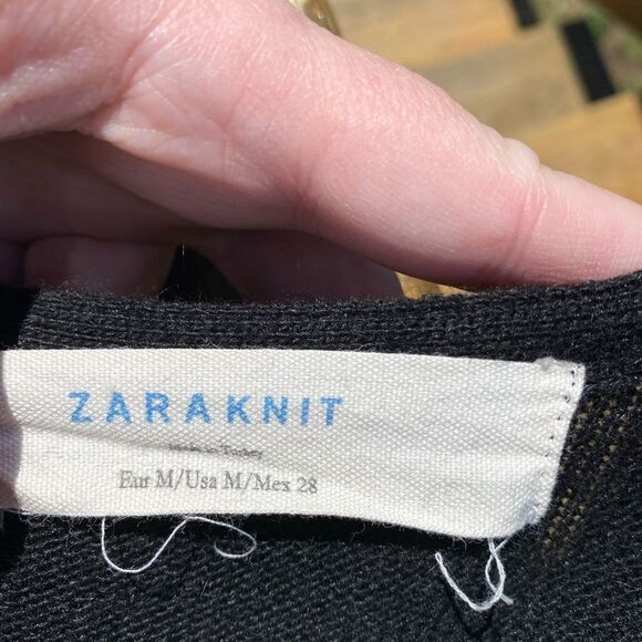 Zara black faux leather elbow open cardigan size medium - Picture 4 of 14